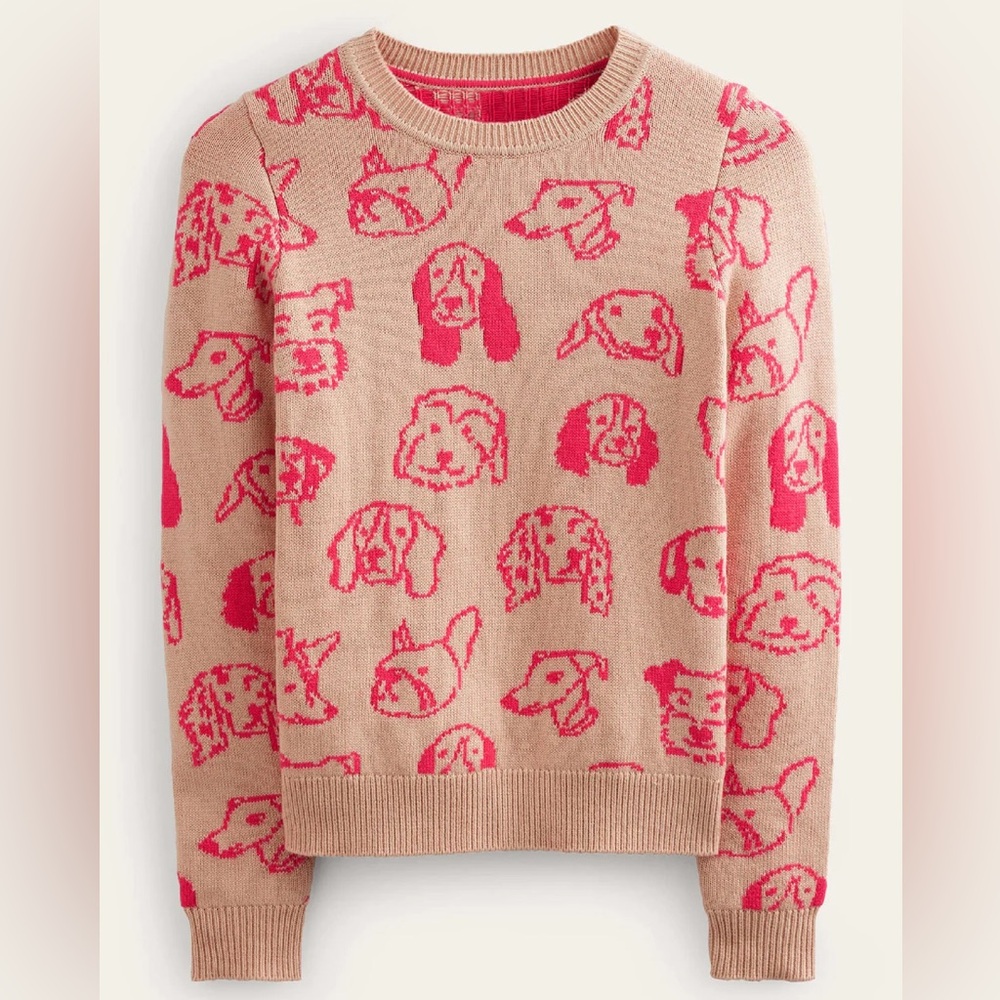 Boden Heather Jacquard Sweater
Chinchilla, Raspberry